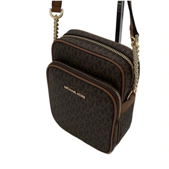 Michael Kors Medium NS Chain Xbody Bag Brown/Gold - Picture 6 of 9